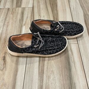 Hey Dude Black Leopard print shoes